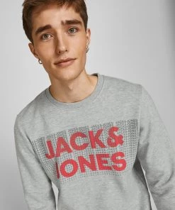 Mens Hoodies & Sweatshirts Jack & Jones JCOATHELSTAN Sweatshirt -LIGHT GREY MELANGE