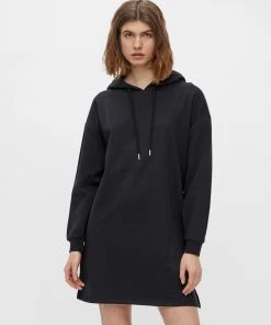 Pieces CHILLI Sweat-Dress -BLACK Ladies Hoodies & Sweatshirts