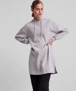 Ladies Hoodies & Sweatshirts Pieces CHILLI Sweat-Dress -LIGHT GREY MELANGE (S, L Only)