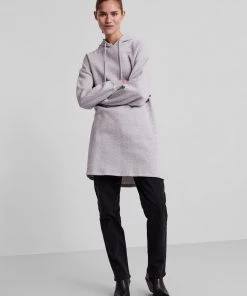 Ladies Hoodies & Sweatshirts Pieces CHILLI Sweat-Dress -LIGHT GREY MELANGE (S, L Only)
