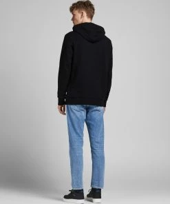 Jack & Jones JJECORP Big Logo Hoody -BLACK Mens Hoodies & Sweatshirts