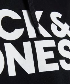 Jack & Jones JJECORP Big Logo Hoody -BLACK Mens Hoodies & Sweatshirts