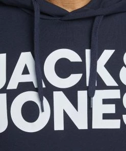 Mens Hoodies & Sweatshirts Jack & Jones JJECORP Big Logo Hoody -NAVY BLAZER