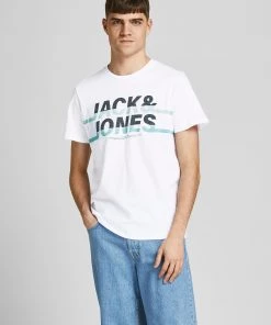 Jack & Jones JCOCHARLES Tee -WHITE Mens Polos, Tees & Shirts