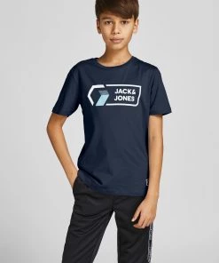 Jack & Jones JNR Jack & Jones JCOLOGAN Boys Tee -NAVY BLAZER Kids Polos, Tees, & Shirts