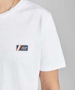 Mens Polos, Tees & Shirts Jack & Jones JCOJAKE BADGE Tee -WHITE (XL, 2XL Only)