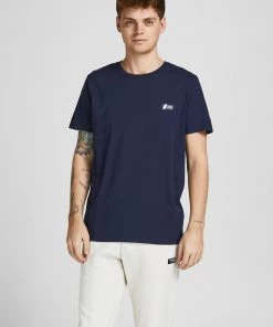 Mens Polos, Tees & Shirts Jack & Jones JCOJAKE BADGE Tee -NAVY BLAZER