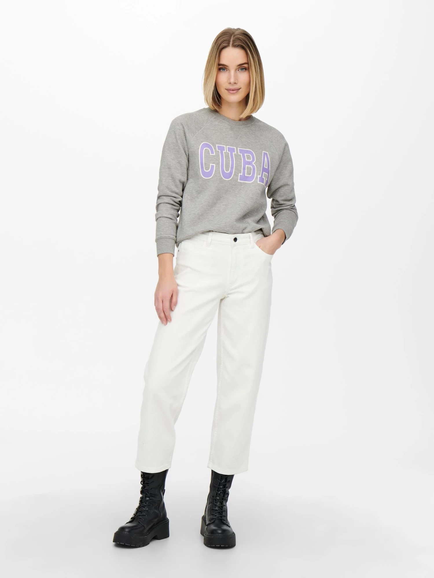 Jacqueline De Yong VENUS Sweatshirt -LIGHT GREY MELANGE