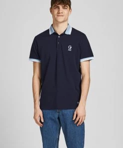 Jack & Jones JCOLOGAN Polo -NAVY BLAZER Mens Polos, Tees & Shirts