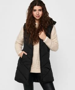 Jacqueline De Yong SKYLAR Long Bodywarmer -BLACK (Sizes XXS-XXL Available)