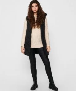 Jacqueline De Yong SKYLAR Long Bodywarmer -BLACK (Sizes XXS-XXL Available)