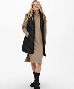 Jacqueline De Yong SKYLAR Long Bodywarmer -BLACK (Sizes XXS-XXL Available)