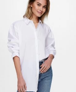 Jacqueline De Yong MIO Button Up Shirt -WHITE Ladies Polos, Tees & Shirts