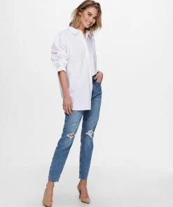 Jacqueline De Yong MIO Button Up Shirt -WHITE Ladies Polos, Tees & Shirts