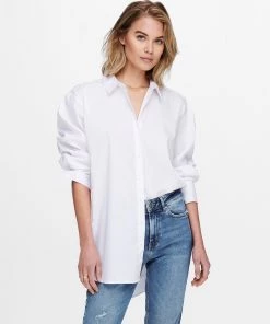 Jacqueline De Yong MIO Button Up Shirt -WHITE Ladies Polos, Tees & Shirts