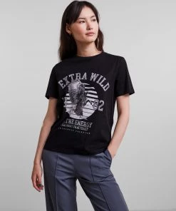 Pieces HALIE Tee -BLACK Ladies Polos, Tees & Shirts