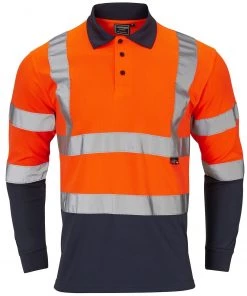 All Supertouch Hi Vis 2 Tone Long Sleeve Polo