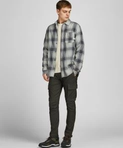 Mens Polos, Tees & Shirts Jack & Jones JCOOWEN Long Sleeve Shirt -SLATE