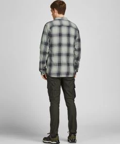 Mens Polos, Tees & Shirts Jack & Jones JCOOWEN Long Sleeve Shirt -SLATE