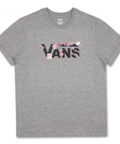VANS Ladies Drop V Floral Tee -HEATHER GREY Ladies Polos, Tees & Shirts