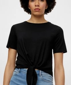 Pieces NEORA Tee Shirt -BLACK Ladies Polos, Tees & Shirts