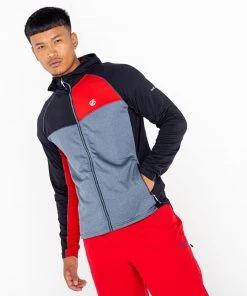 Dare2b Mens Contend Stretch Top -RED/GREY Mens Fleeces & Midlayers