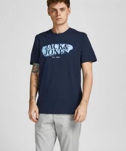Jack & Jones JORFLOWER Tee -NAVY BLAZER Mens Polos, Tees & Shirts