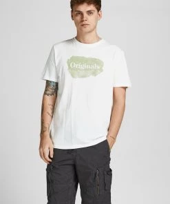 Mens Polos, Tees & Shirts Jack & Jones JORFLOWER Tee -CLOUD DANCER