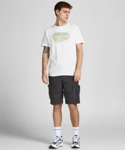 Mens Polos, Tees & Shirts Jack & Jones JORFLOWER Tee -CLOUD DANCER