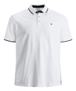 Jack & Jones JJEPAULOS Plus Size Polo -WHITE Mens Plus Size