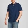 Mens Plus Size Jack & Jones JJEPAULOS Plus Size Polo -NAVY BLAZER
