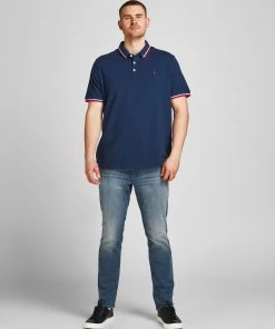 Mens Plus Size Jack & Jones JJEPAULOS Plus Size Polo -NAVY BLAZER