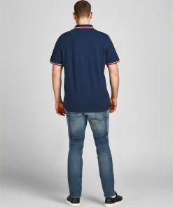 Mens Plus Size Jack & Jones JJEPAULOS Plus Size Polo -NAVY BLAZER