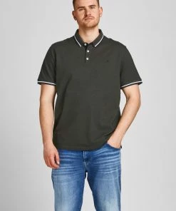 Mens Plus Size Jack & Jones JJEPAULOS Plus Size Polo -FOREST NIGHT