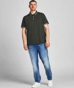 Mens Plus Size Jack & Jones JJEPAULOS Plus Size Polo -FOREST NIGHT