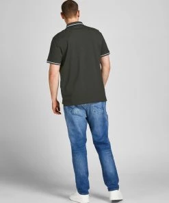 Mens Plus Size Jack & Jones JJEPAULOS Plus Size Polo -FOREST NIGHT