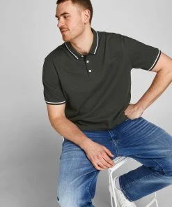 Mens Plus Size Jack & Jones JJEPAULOS Plus Size Polo -FOREST NIGHT