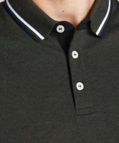Mens Plus Size Jack & Jones JJEPAULOS Plus Size Polo -FOREST NIGHT