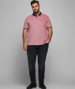 Mens Plus Size Jack & Jones JJEPAULOS Plus Size Polo -RIO RED