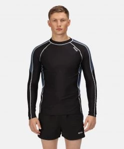 Regatta Mens Long Sleeve Rash Guard -BLACK/GREY