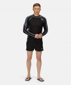 Regatta Mens Long Sleeve Rash Guard -BLACK/GREY