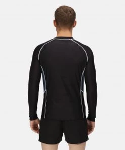 Regatta Mens Long Sleeve Rash Guard -BLACK/GREY