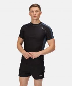 Regatta Mens Short Sleeve Rash Guard -BLACK/GREY