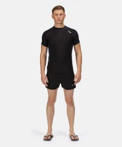 Regatta Mens Short Sleeve Rash Guard -BLACK/GREY