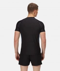 Regatta Mens Short Sleeve Rash Guard -BLACK/GREY