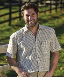 Mens Polos, Tees & Shirts Champion Tattersall Short Sleeve Shirt -GREEN