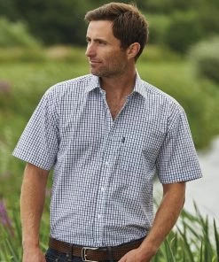 Champion Tattersall Short Sleeve Shirt -BLUE