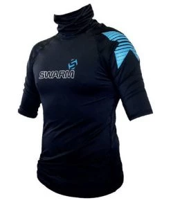 Typhoon Swarm Short Sleeve Rash Vest -BLACK (S Only) Swimwear